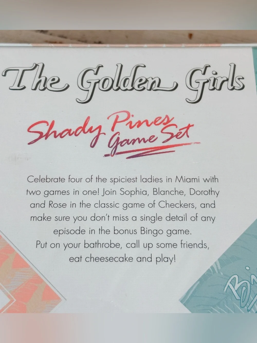 New! Sealed! Golden Girls Shady Pines Game Set - Checkers and Bonus Bingo!